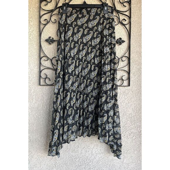 Altuzarra High Low Paisley Print Pleated Skirt - Size 40/US 8 Multicolor - Picture 5 of 11